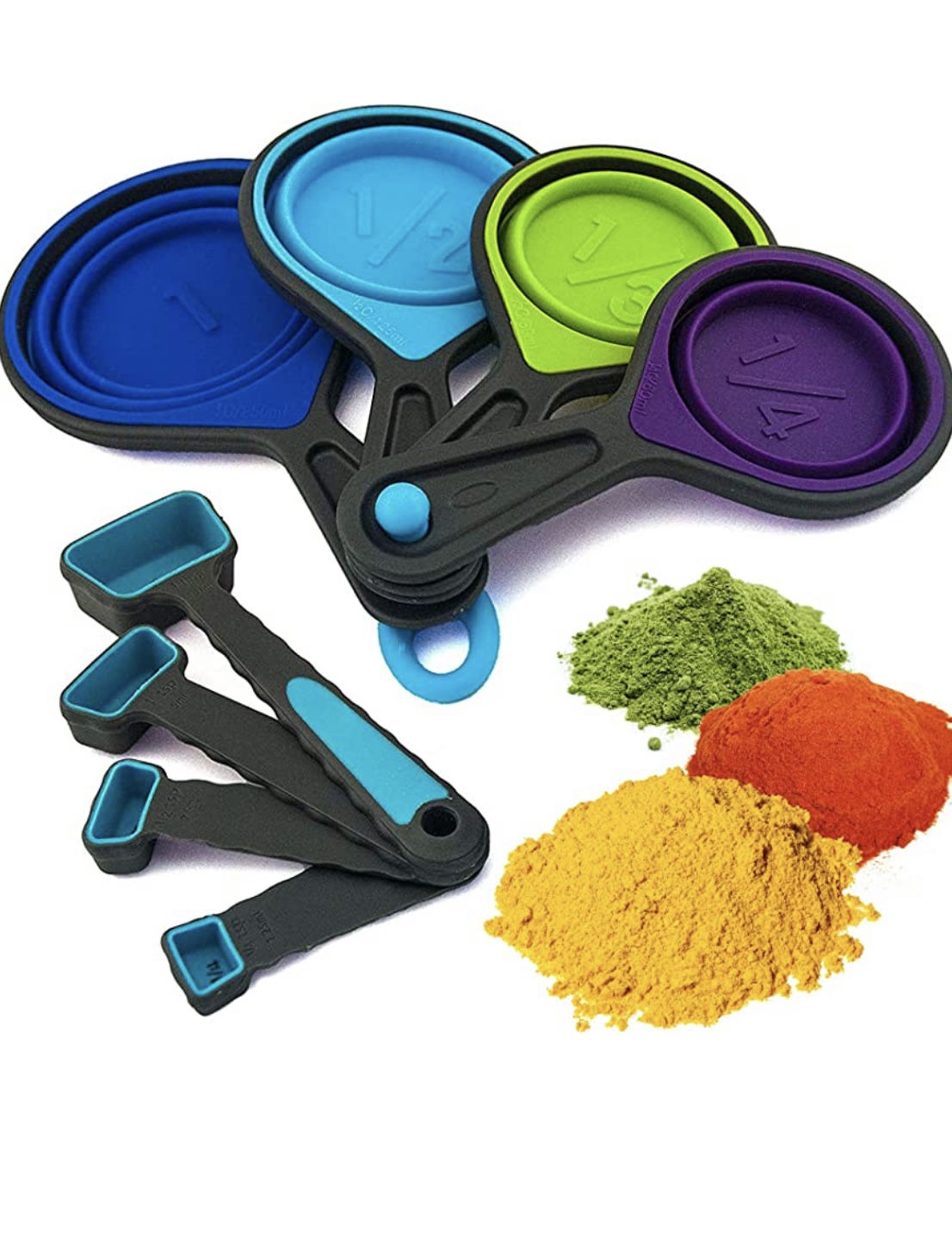 Great Choice Products Collapsible Measuring Cups And Spoons Set, Silicone Measuring  Cups And Spoons, Plastic Measuring