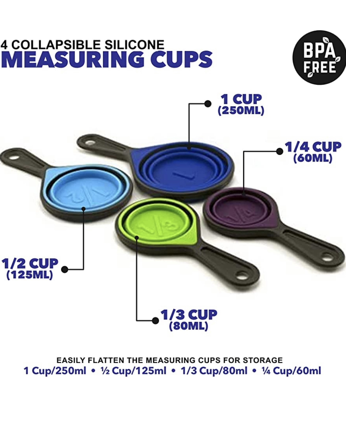 Great Choice Products Collapsible Measuring Cups And Spoons Set, Silicone Measuring  Cups And Spoons, Plastic Measuring